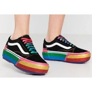 Vans Old Skool Stacked Glitter Colorful Sneaker Gym Shoes M 6.5 W 8